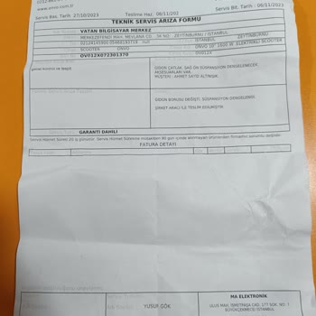 Onvo Marka Scooter 012 X Plus Modeli Sorunları İade Talebi Reddi