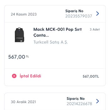 Turkcell Pasaj Sipariş İptali (şu An Çantalar Stokta Mevcut)
