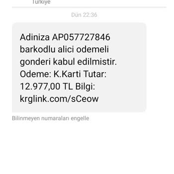 PTT Kargo Adınıza AP057727846 Barkodlu
