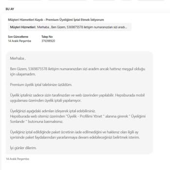 Hepsiburada'nın İzinsiz Premium Üyeliği