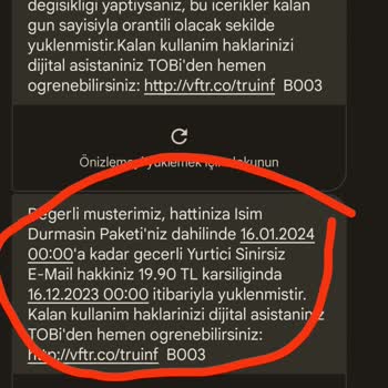 Vodafone Ek Paket Şikayeti
