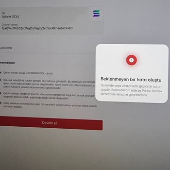 Paribu "Beklenmeyen Bir Hata Oluştu"
