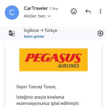 Pegasus Ve Cartrawler 15 Gündür Geri Ödeme Alamıyorum