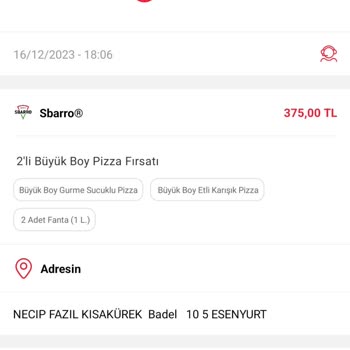 Sbarro Siparişimin Gelmemesi Ve Canlı Desteğin Cevap Vermemesi
