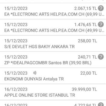 Apple Store'dan Kredi Kartımla Yapılan İzinsiz 39.999TL Alışveriş