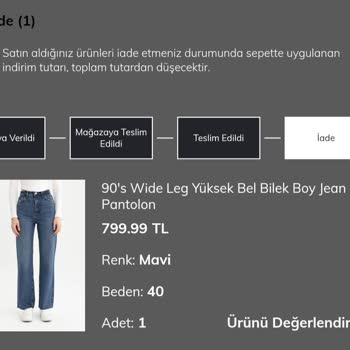 DeFacto Para İadem Gözükmüyor