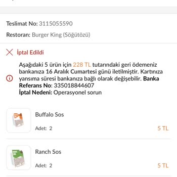 Siparişim Gelmedi, Trendyol GO, Burger King Söğütözü Şubesi