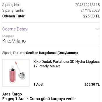 Kiko Milano Siparişimi Kargolayın Artık