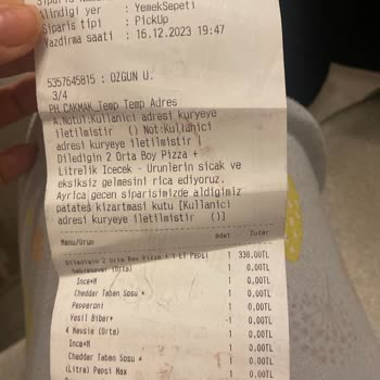 Ritim Pizza Hut Sipariş Şikayeti