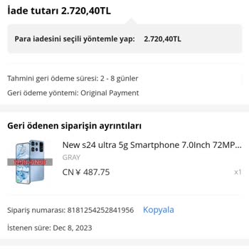 Alibaba Para İadesi Yapmaması