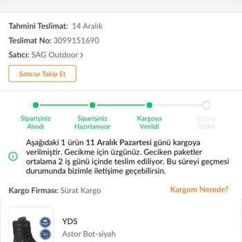 Sürat Kargo Kargom Nerede E