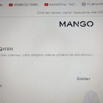 Mango Sebepsiz Yere Ürün Sipariş İptali
