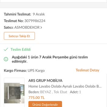 UPS Türkiye Teslim Edildi Gözüküyor