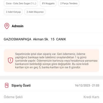 Popeyes Siparişimi İptal Ettiler Paramı İade İstiyorum