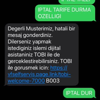 Vodafone Durma Özelliği İptal Etmek İstiyorum