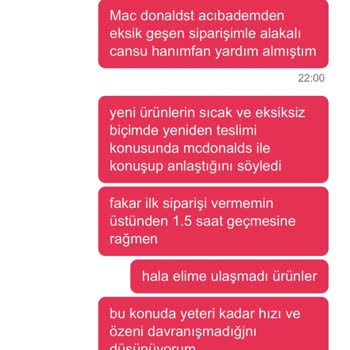 Yemeksepeti Ve Acıbadem McDonald's Siparişimi 3Saat Oyalayıp Getirmedi