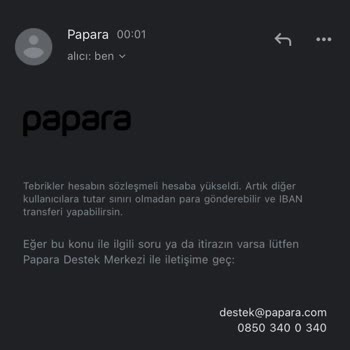 Papara Sözleşmeli Hesap IBAN Açılmadı