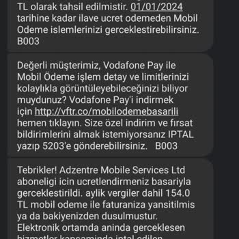 Vodafone Adzentre Mobil Service Ltd Aboneliği