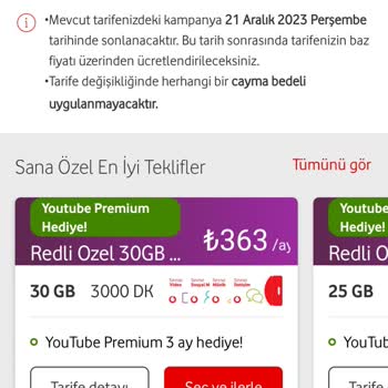 Vodafone Taahhüdüm Bitiyor Uygun Tarife Yok.