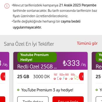 Vodafone Taahhüdüm Bitiyor Uygun Tarife Yok.