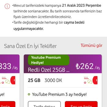 Vodafone Taahhüdüm Bitiyor Uygun Tarife Yok.