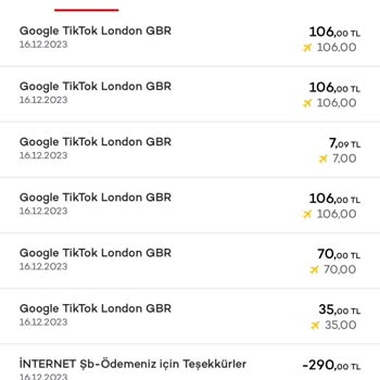 TikTok Dahilim Dışında Olan Ücret
