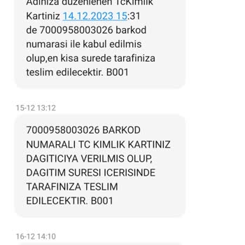 PTT Kargo PTT Kimlik Teslimat Mesajı
