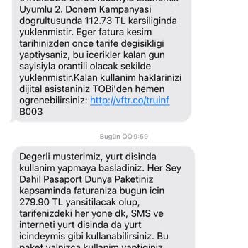 Vodafone Faturaya Yansıtılan, Kullanmadığım Paketin Ücreti