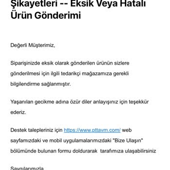 Epttavm Teslim Edilmeyen Sipariş