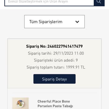 English Home Sipariş Edilmeyen Kargo