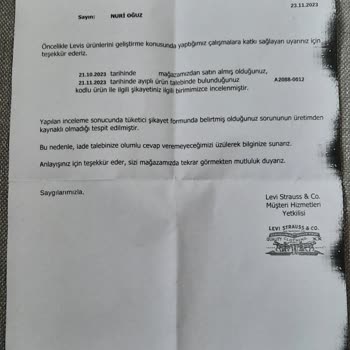 Levi's Ürününün Arkasında Durmuyor