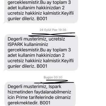 Türk Telekom'un Prime Taahhüt Varken İspark Vb. İptal Etmesi