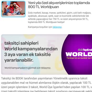 Yapı Kredi Bankası Kampanyalar Yüklenmeyen Puan