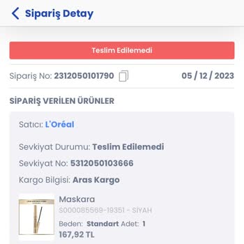 Aras Kargo'nun Ürünümü İptal Etmesi
