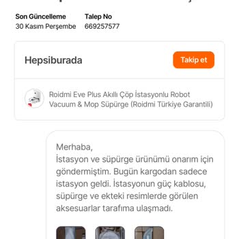 Hepsiburada-Teknik Servis İşlemleri Sonrası Ürünüm Eksik Teslim Edildi