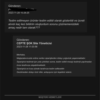 Cepte Şok Teslim Edilmeyen Ürün Ücretlerini İade Etmiyor!