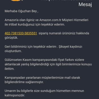 Amazon Bir E-Ticaret Sitesindeki Kampanya Uygulamasıyla İlgili Yaşanan Sorun