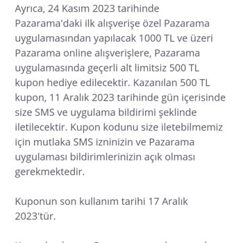 Pazarama 500 TL Kuponumu Vermedi