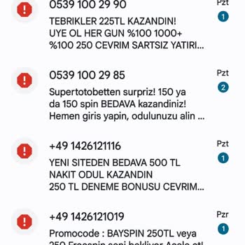 Vodafone +44, +44, 539 Numaralardan Gelen Kumar-Bahis Sitesi Mesajları