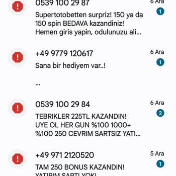 Vodafone +44, +44, 539 Numaralardan Gelen Kumar-Bahis Sitesi Mesajları
