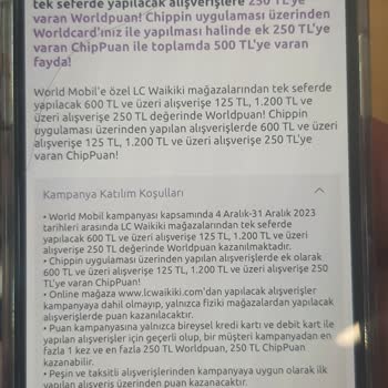 Yapı Kredi Worldmobil LCW Kampanya Sorumsuzluğu