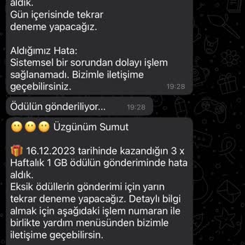 Turkcell Ücretli Aldığım İnternetim Gönderilmedi