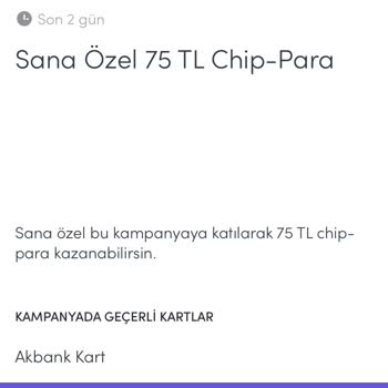 Akbank Sana Özel 75 TL Chip Para Mağduriyeti