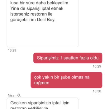 Yemeksepeti Geciken Siparişin Sonrasında Kurye Bulunamadığı İçin İptal Edilmesi