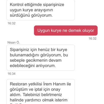 Yemeksepeti Geciken Siparişin Sonrasında Kurye Bulunamadığı İçin İptal Edilmesi