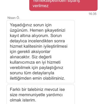 Yemeksepeti Geciken Siparişin Sonrasında Kurye Bulunamadığı İçin İptal Edilmesi