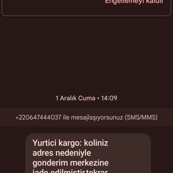 Kargo Adına Gönderilen Mesajlar