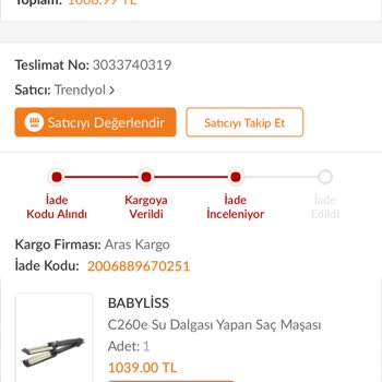 Trendyol Aldığım Ürün Yerine Farklı Bir Ürün Gönderildi