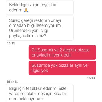 Yemek Sepeti Sipariş Ve Hata Sorunu Düzeltilmemesi.