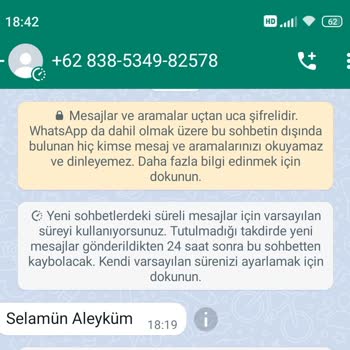 WhatsApp +62 İle Başlayan WhatsApp Mesaj